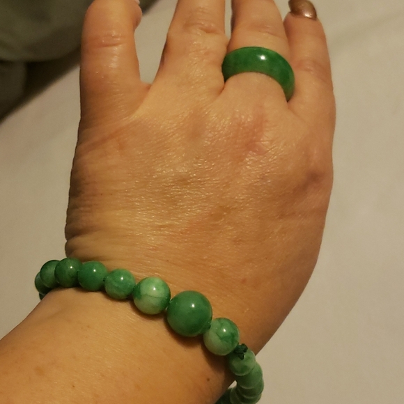 Apple💚 Jade Set, Bracelet 8.5" Band Size 8 - Picture 4 of 4